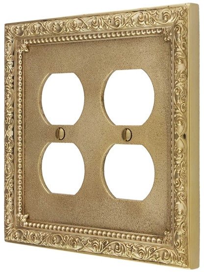 Floral Victorian Double Gang Duplex Outlet Cover Plate.